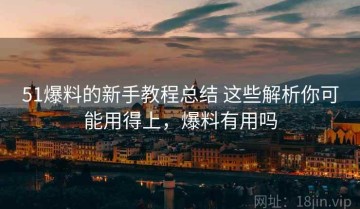51爆料的新手教程总结 这些解析你可能用得上，爆料有用吗