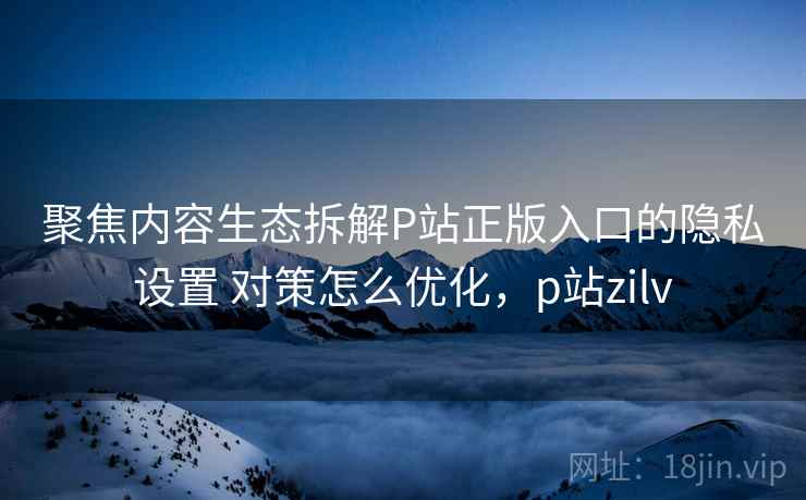 聚焦内容生态拆解P站正版入口的隐私设置 对策怎么优化，p站zilv